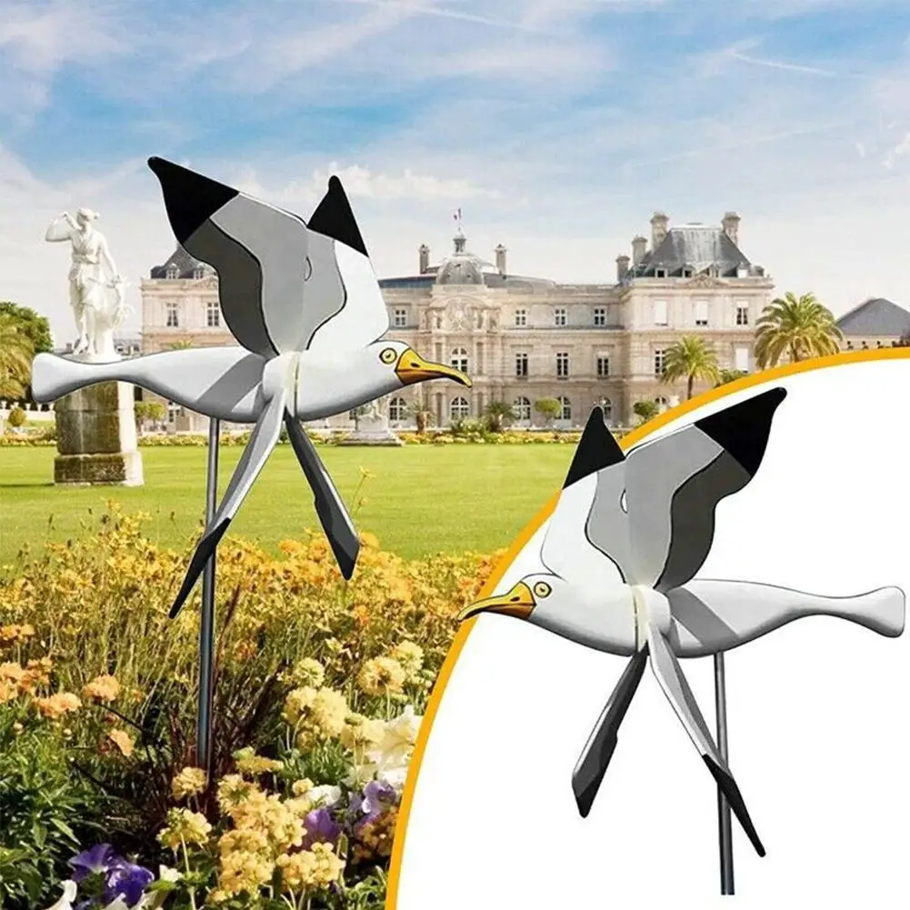 1pcs Seagull Windmill Ornaments Flying Bird Series Windmill Wind Grinders For Garden Decor Stakes Wind Spinners Garden Pati Q5Z6