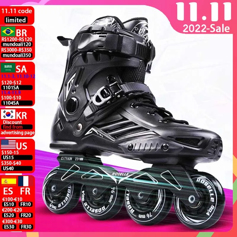 

Original Roselle Size 35 to 46 Inline Roller Skates Professional Adult Kids Roller Skating Shoes Slalom Sliding FSK Patines