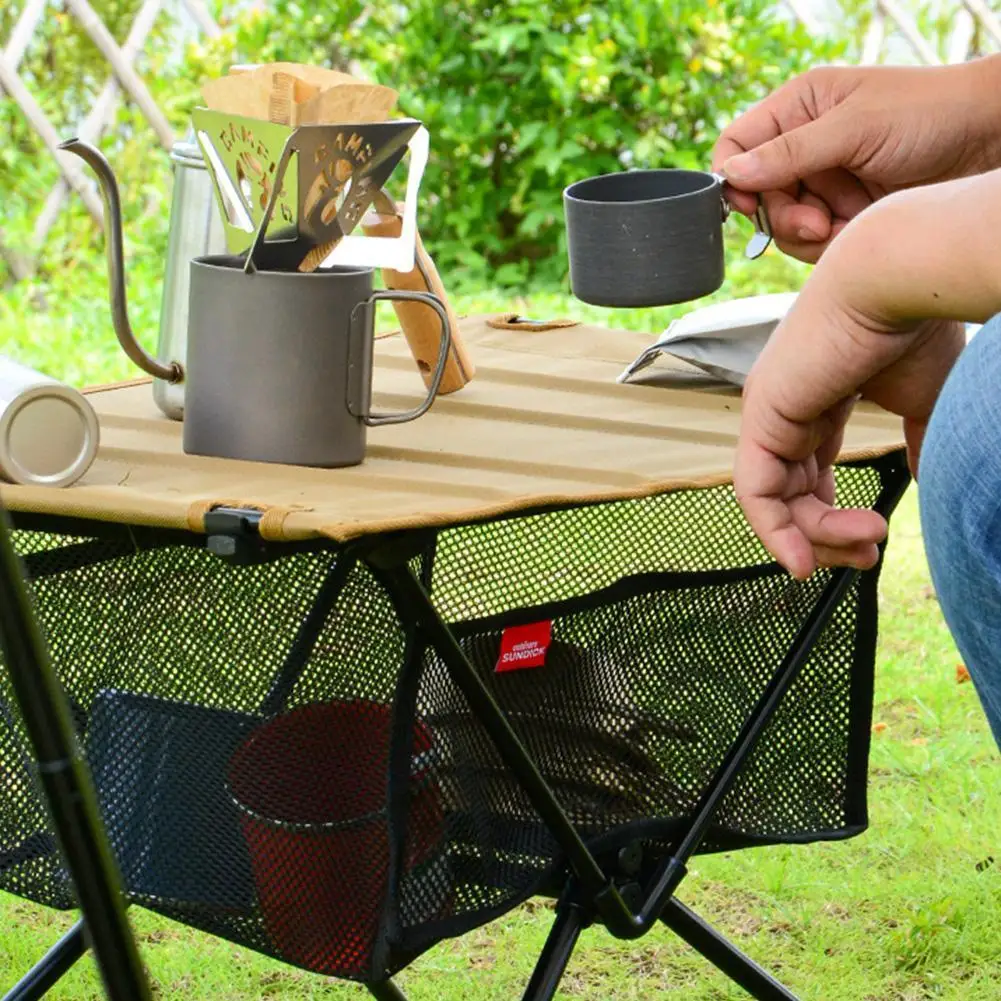 Folding Table Portable Storage Net Shelf Bag Stuff Mesh For Picnic Outdoor Camping Barbecue Kitchen Folding Table Rack
