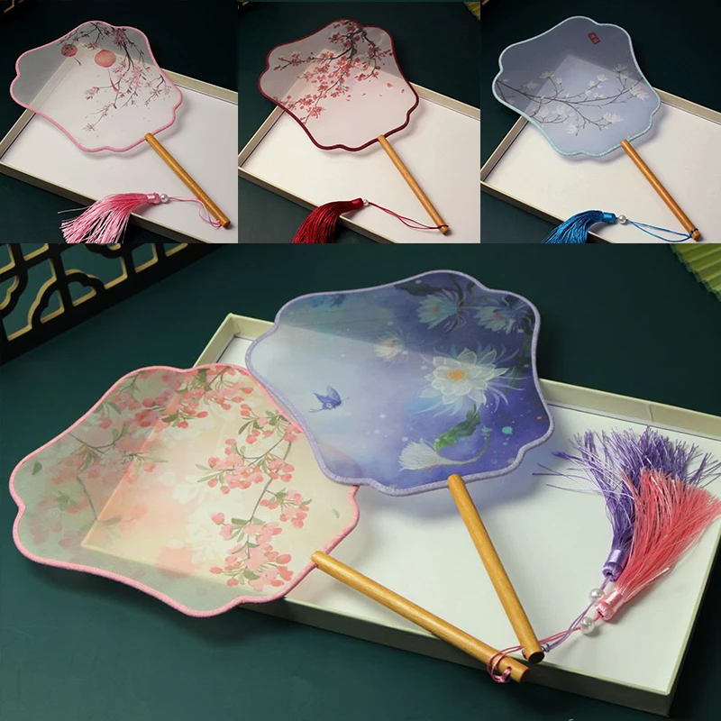 

1 шт., Шелковый веер для косплея, для свадебной вечеринки, для танцев, выступлений, Классический Шелковый веер, винтажный китайский стиль, укр...