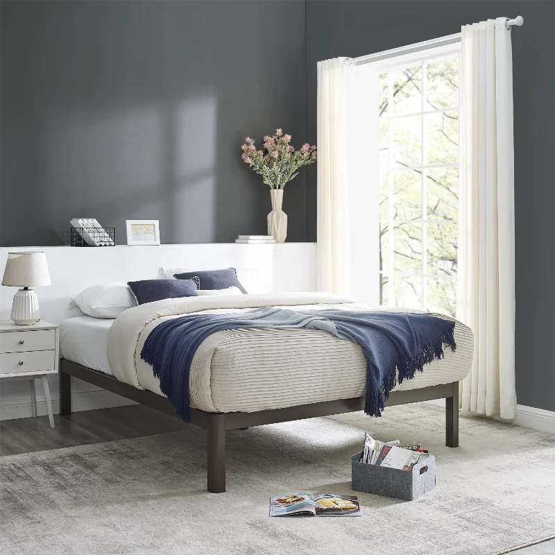 

Mainstays Wood Slat Bronze Metal Platform Bed Frame, Queen bedframe bedroom furniture
