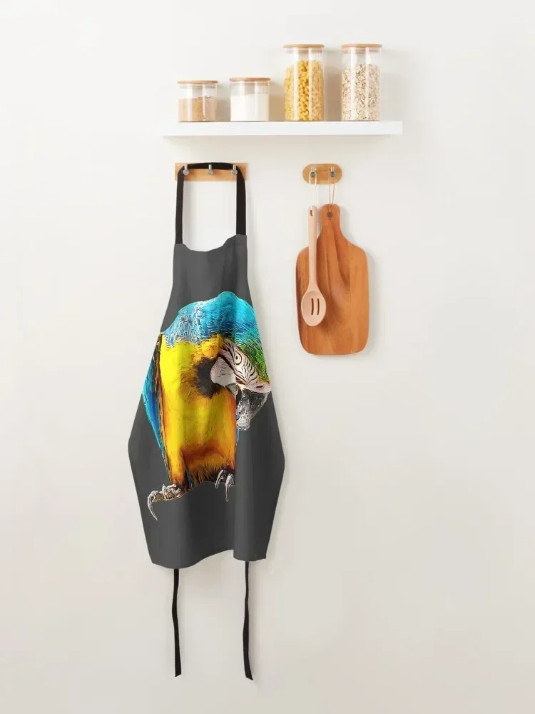 Синий и золотой фартук с красивым попугаем ара рождественские кухонные салфетки