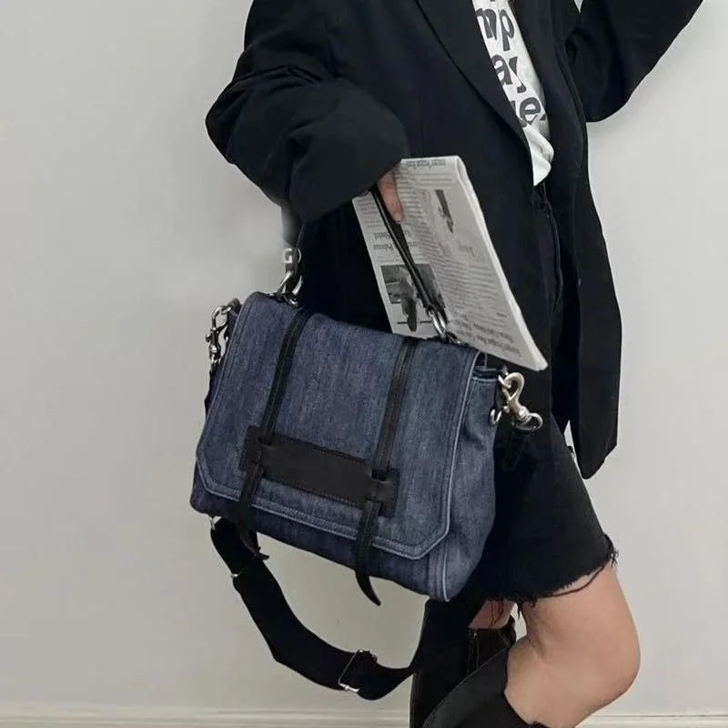 

Denim Briefcase 2023 Autumn Vintage Fashion Designer Tote Messenger Shoulder Satchel Bag Crossbody Bags For Women Luxury Postman
