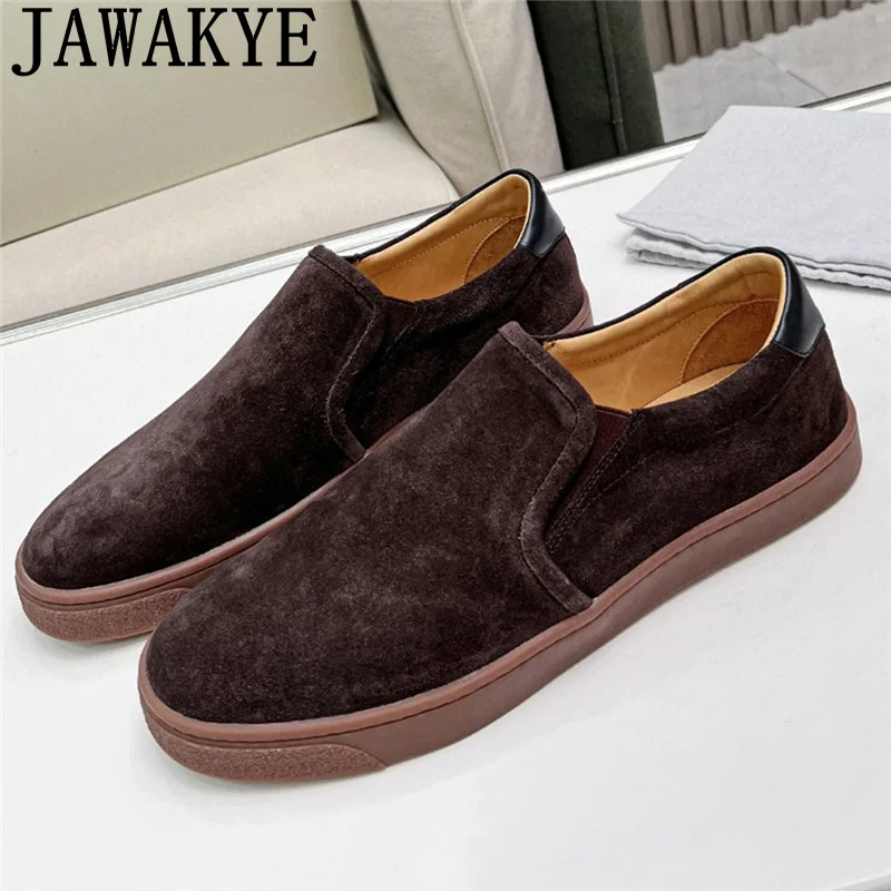 

Туфли мужские замшевые без шнуровки, круглый носок, платформа, толстая подошва, плоская подошва, повседневные дизайнерские, весна 2022