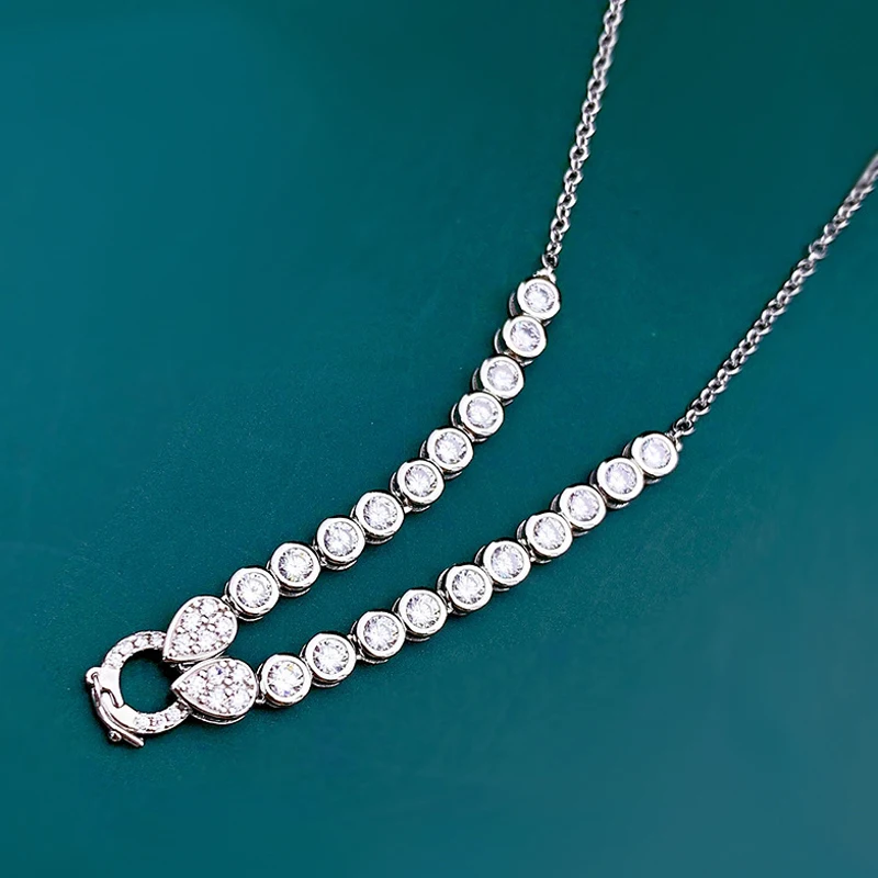 Цепочка с подвеской в виде муассанита серебро пробы | Украшения и аксессуары