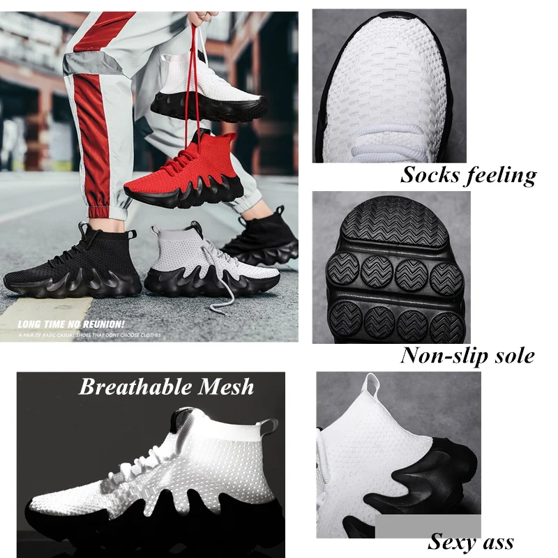 Brand Mens High Top Fashion Sneakers Breathable Shoes Comfortable Sneakers Heighten Sports Shoes Men Lightweight Walking Shoes