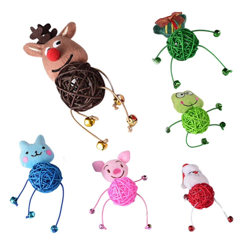 

Christmas Cat Toy Funny Cartoon Plush Balls Cat Stuffed Toy with A Bell Kitten Interactive Supplies Game Articles for Pets Items