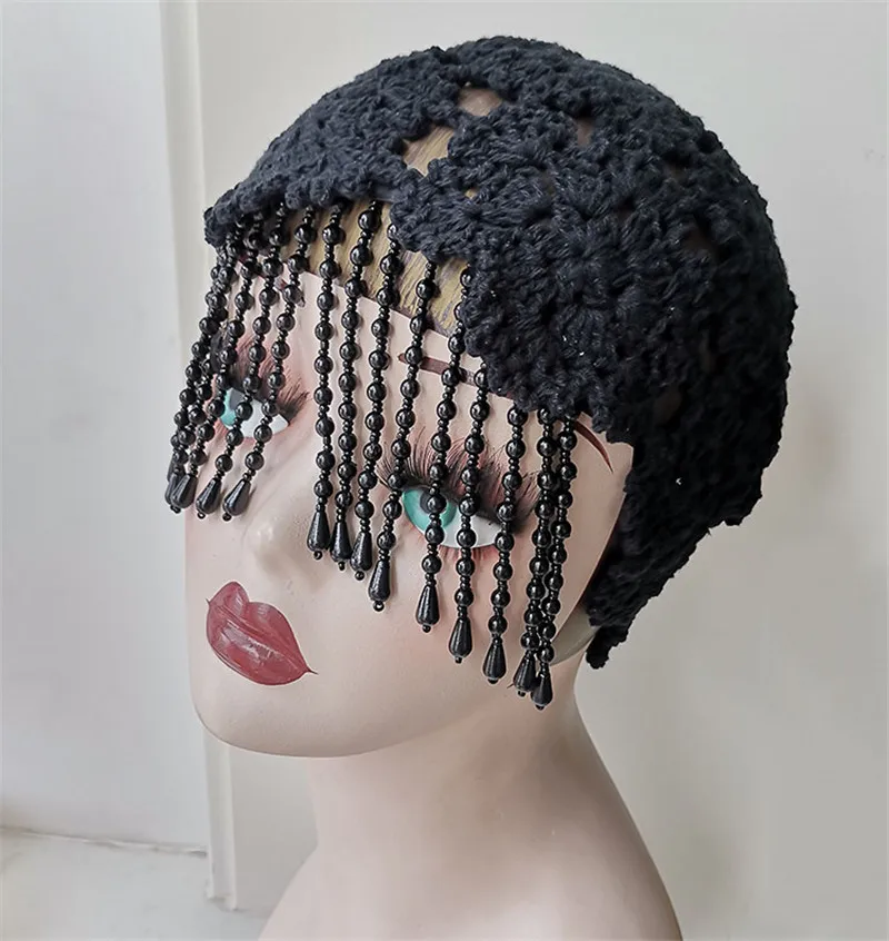 

202211-2505364 dropping shipmanual Crochet hook Weave Exotic customs Tassel pearl leisure lady bucket cap women fishermen hat
