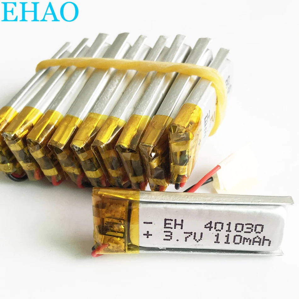 

10 PCS 3.7V 110mAh Lithium Polymer LiPo Rechargeable Battery 401030 For Mp3 GPS Bluetooth Headphone Headset