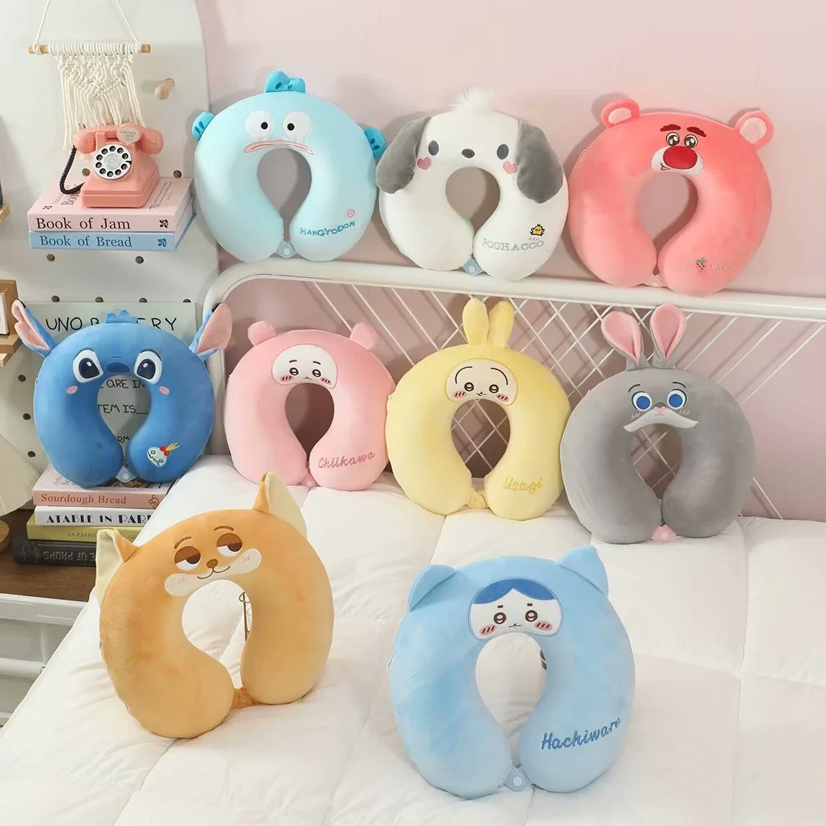 Удобная U-образная подушка для шеи из пены с эффектом памяти мультяшная мягкая