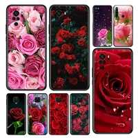 red rose flower silicone coque for xiaomi redmi note 11 11t 10 10s 9 9s pro max 10t 9t 8t 8 7 6 5 pro phone case
