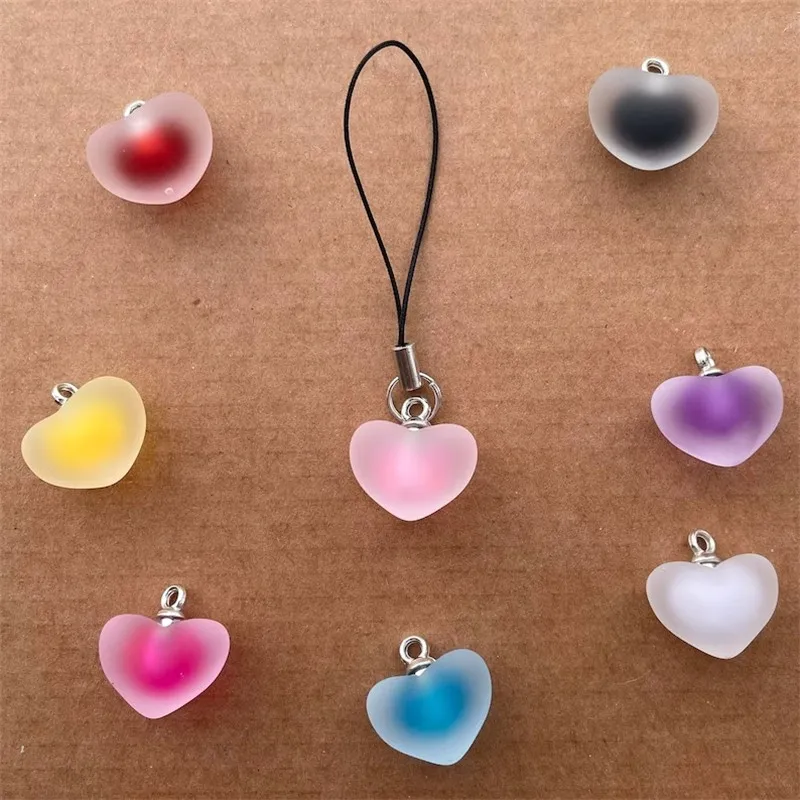 

Frosted Heart Phone Charmkawaii phone charm strap, clear phone charm, gifts to her, mobile phone charm,