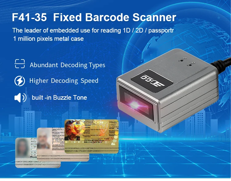 Фото ZXY Edoo Rs232/USB-интерфейс, металлический корпус, прочный промышленный сканер штрих-кода с фиксированным креплением 1d 2d №2