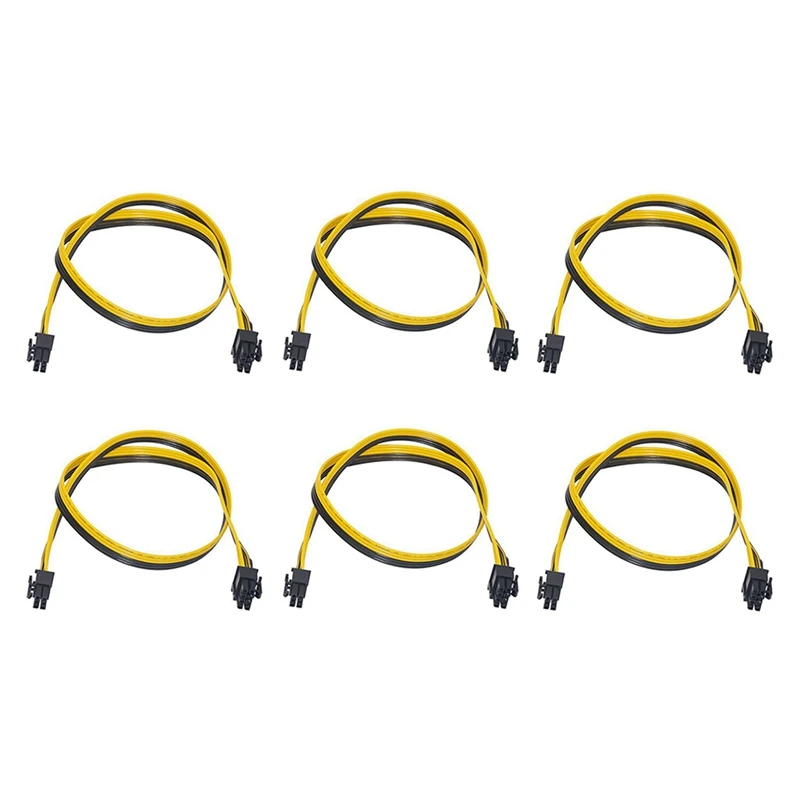 

6 шт., 6 Pin папа-8 Pin (6 + 2) папа PCI-E PCIE кабель питания PSU GPU PC 60 см