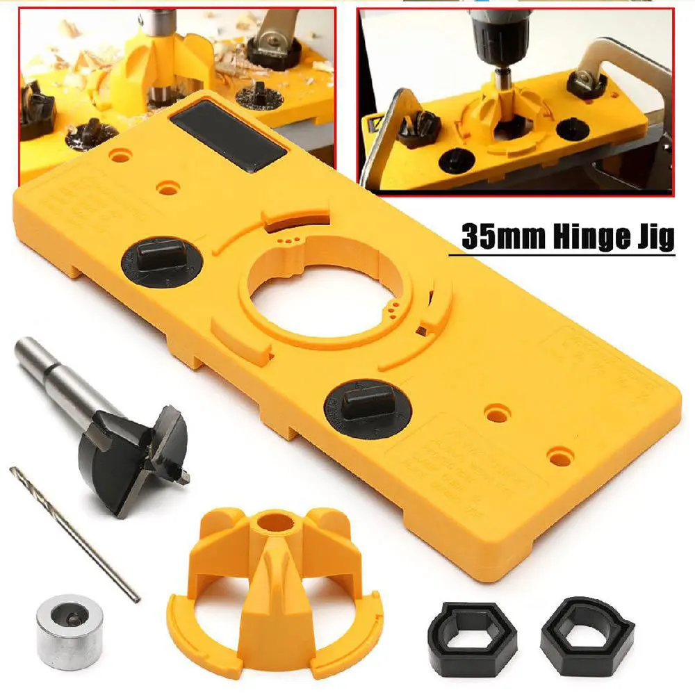 

Concealed 35MM Cup Style Hinge Jig Boring Hole Drill Guide & Forstner Bit Wood Cutter Carpenter Woodworking DIY Tools Set