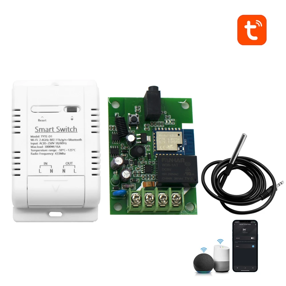 Умный терморегулятор Tuya 16 А 3000 Вт с мониторингом энергопотребления