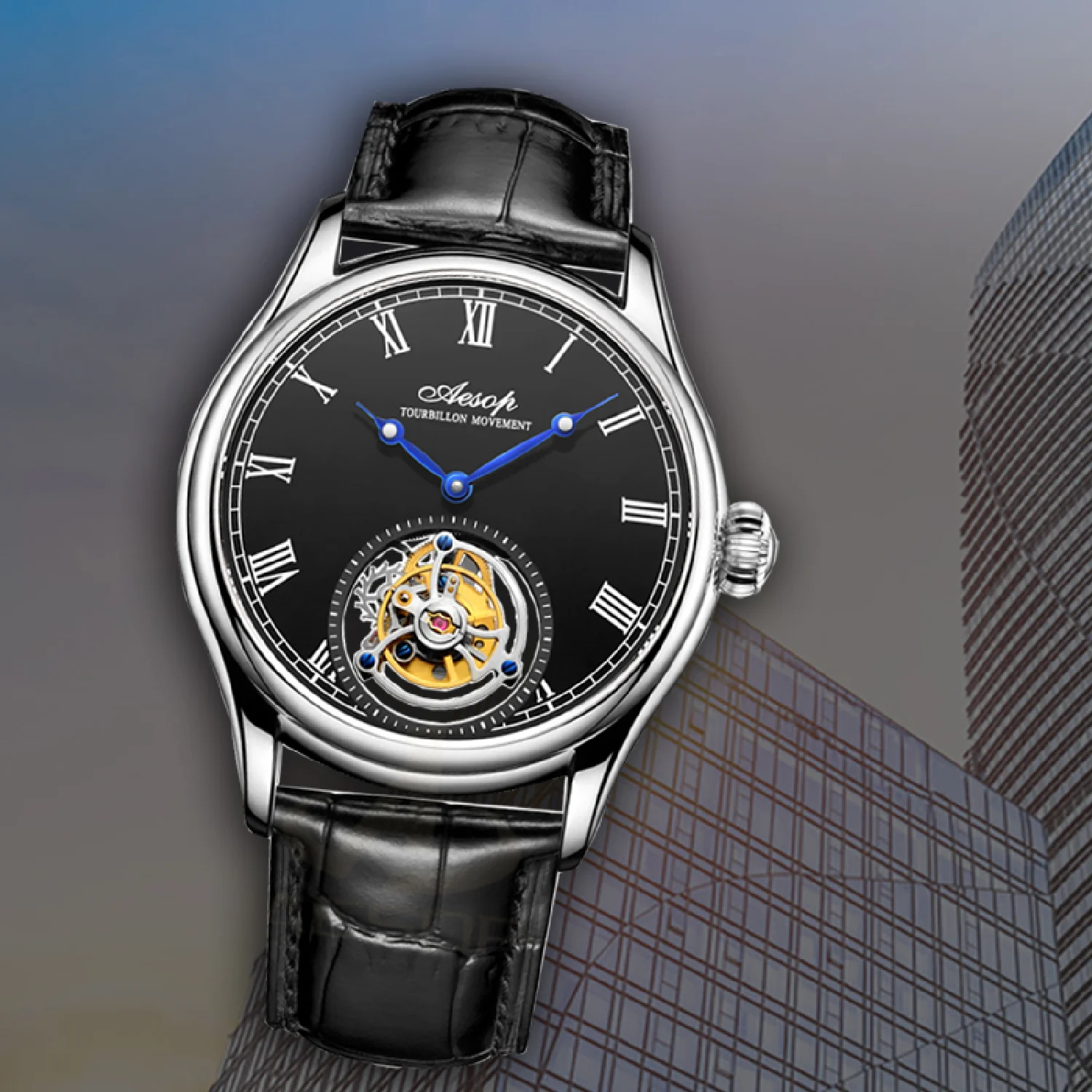 

AESOP Tourbillon Mechanical Watches Flying Tourbillon Waterproof Skeleton Watch for Men Man Male Clock Man Watch Montre Homme