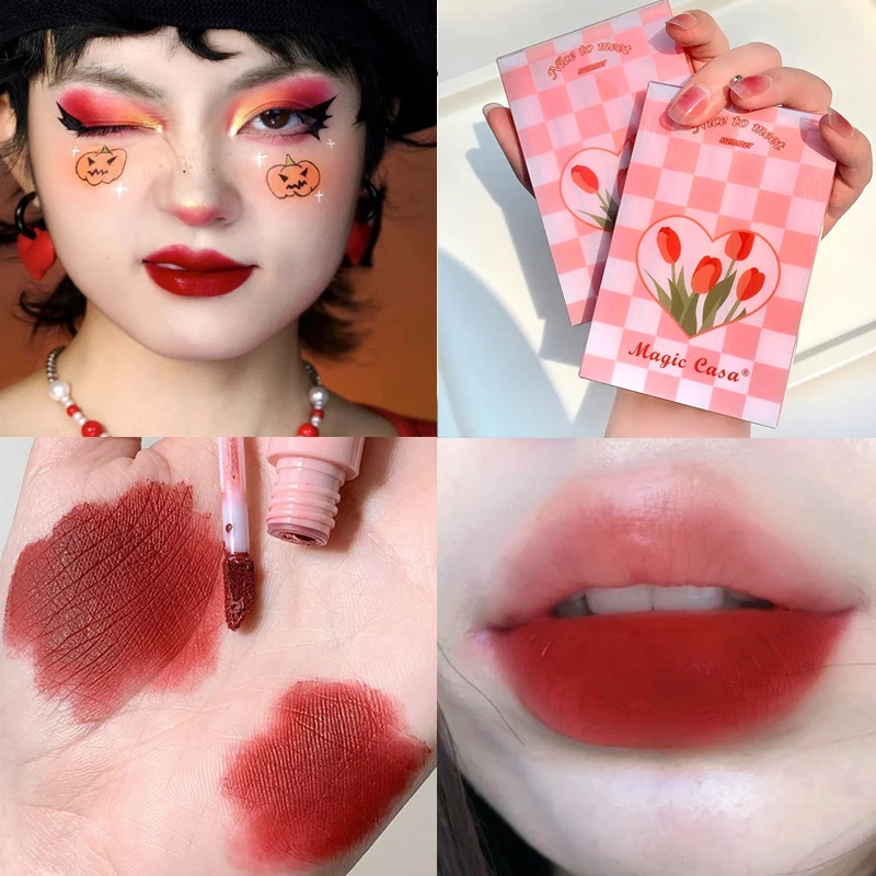 

5PCS/Set Velvet Matte Liquid Lipstick Blush Waterproof Long Lasting Non-Stick Cup Sexy Red Lipgloss Makeup Lip Tint Cosmetic Kit