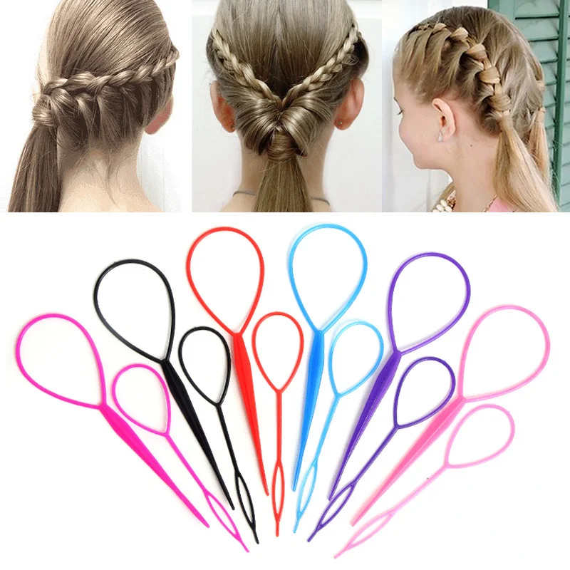 

10Pcs/Set Ponytail Creator Plastic Loop Styling Tools Black Pony Topsy Tail Clip Hair Braid Maker Styling Tool For Women Girl