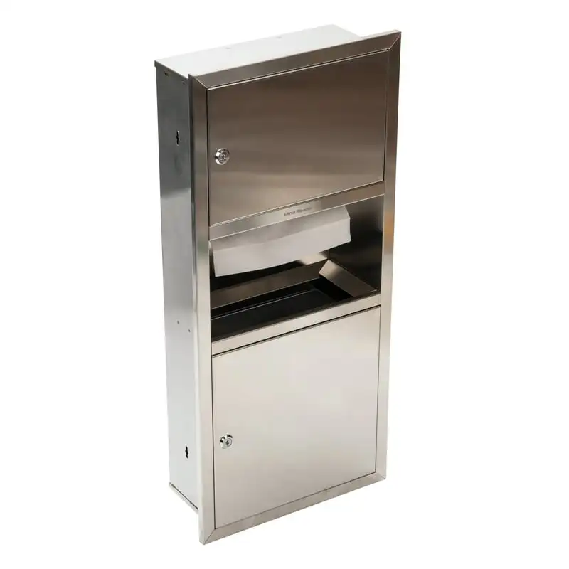 

Stainless Steel Bathroom Paper Towel Dispenser and Garbage Can, Silver
