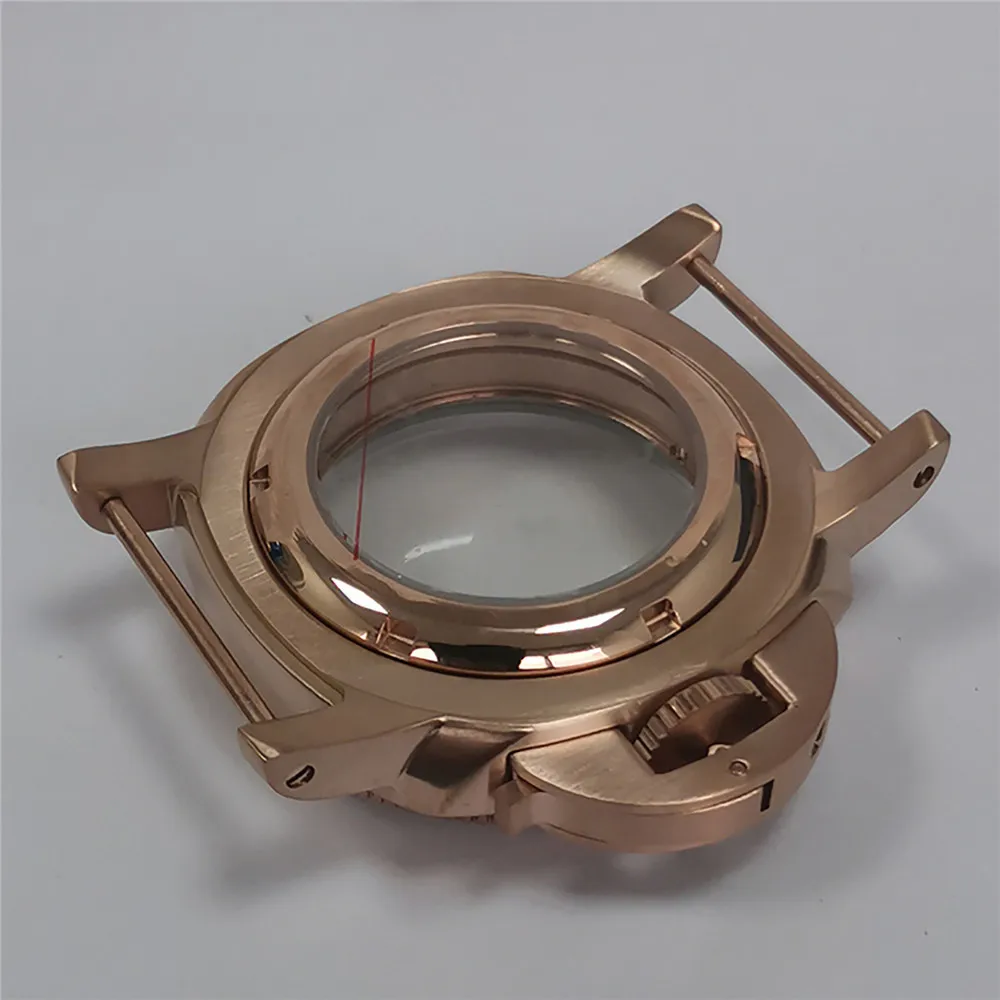 

42MM Steel Case + Light Blue Inner Ring PVD Rose Gold Watch Shell with Sub Bezel For NH35/ NH36/ 4R/ 7S Watch Accessories