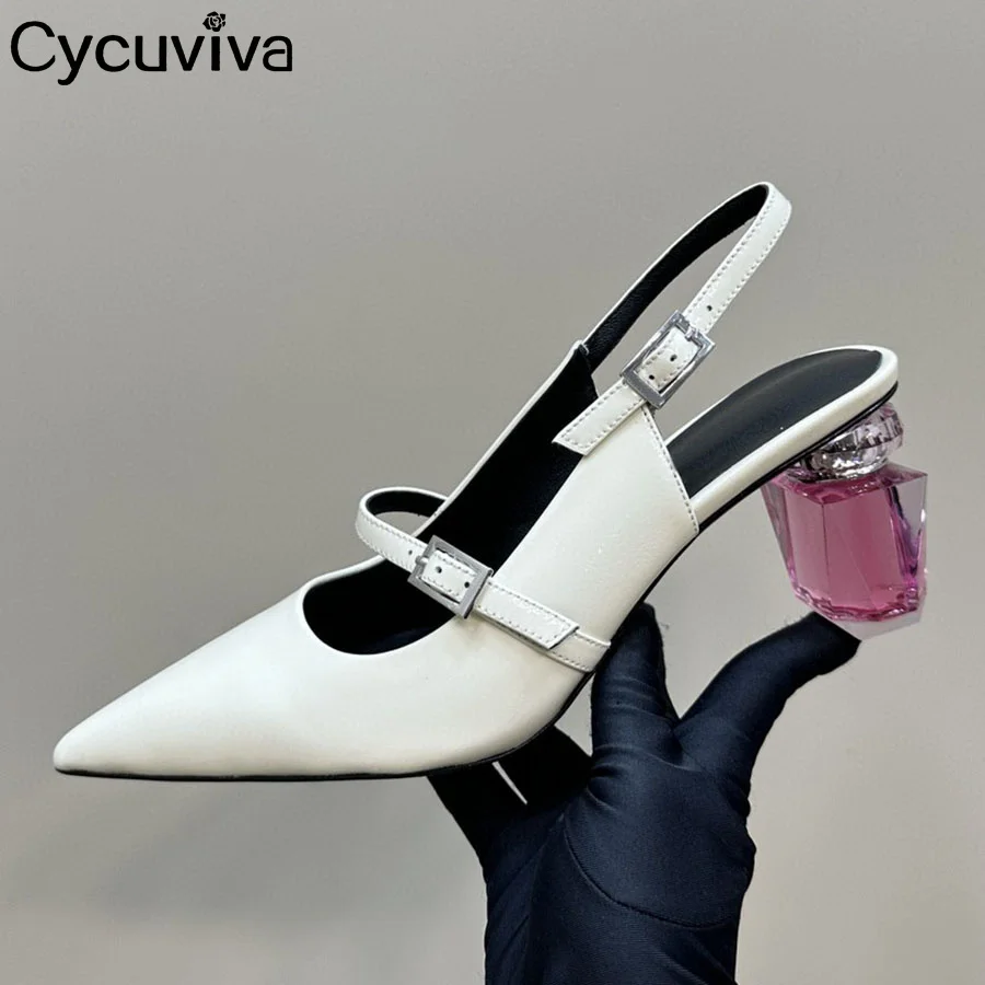 Новые летние брендовые туфли на высоком каблуке женские кожаные модельные с