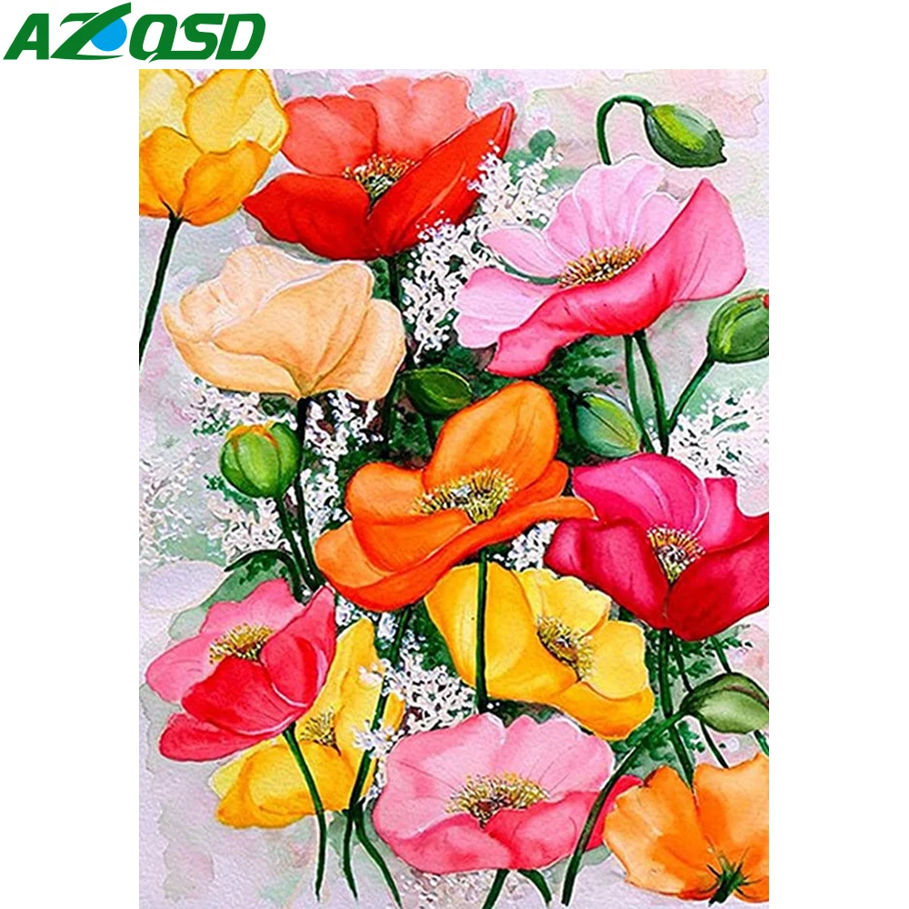 

AZQSD Персонализированная Алмазная картина, Цветочная мозаика, рукоделие, картина, стразы, подарок, украшение на стену, вышивка с цветочным ри...