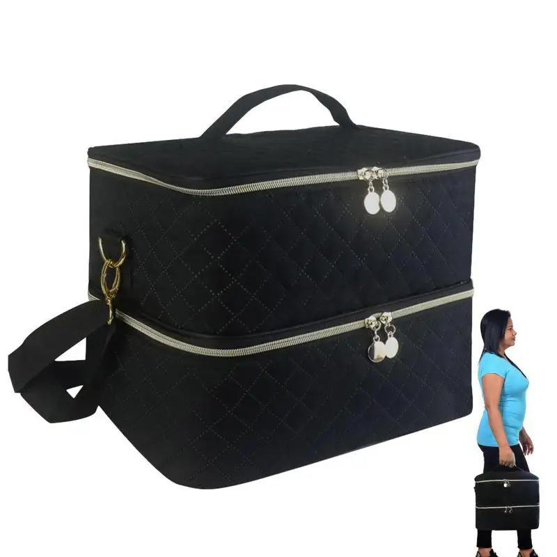 

Nail Polish Organizer Case Nail Polish Carrying Bag Double Layer Manicure Tools Storage Bag With Handle Fits Nail Lamp & Bottle