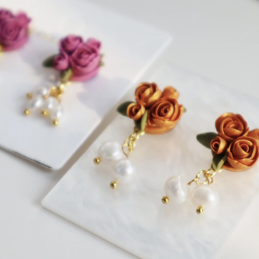 Новые модные серьги-капли с цветами для женщин висячие серьги из полимерной