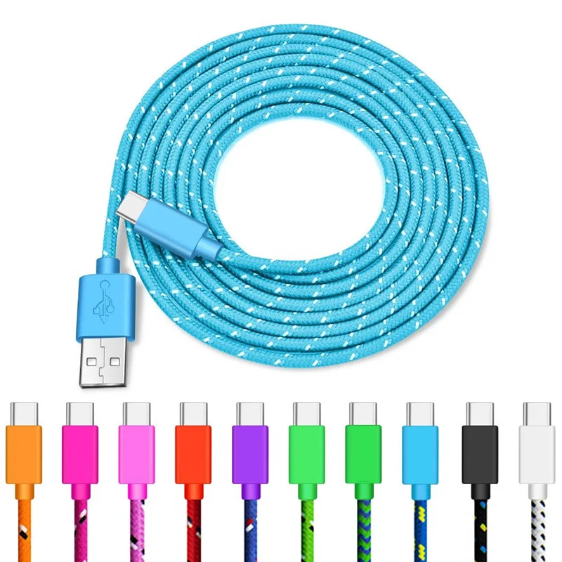 

2022 Trend For Samsung S10 Plus Nylon Braided Cable Charging Type-C USB C Mobile Phone Cables 1M/2M/3M USB C Cable Fast Charge
