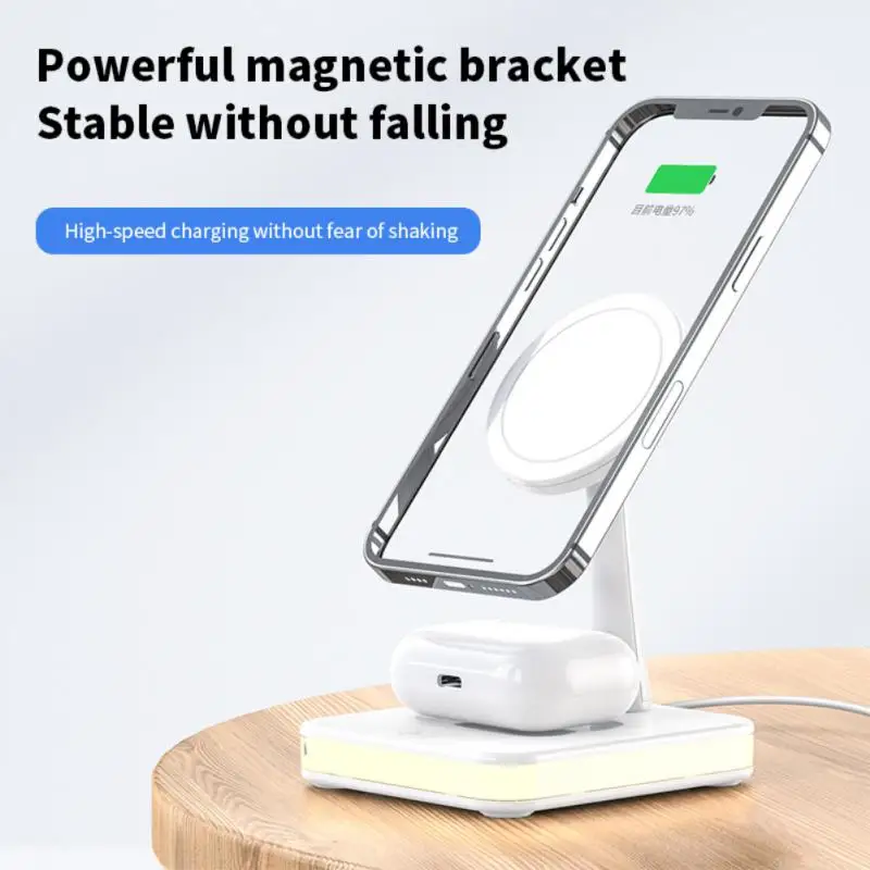 

Магнитная Беспроводная зарядная док-станция 15 Вт для IPhone 13 PD QC3.0 USB быстрая зарядка с кронштейнами зарядная станция для IWatch для Airpods