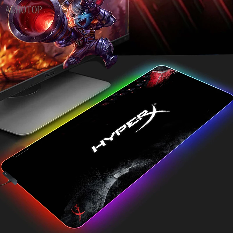 

Коврик для мыши RGB HyperX со светодиодсветильник кой, Настольный коврик Xxl, компьютерный коврик для мыши с ярсветильник ьЮ 90x0 см, коврик для клав...