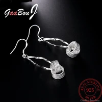925 stamp silver color twisting hanging balls earrings for woman drop earrings round wedding party jewelry 2021 trend gaabou