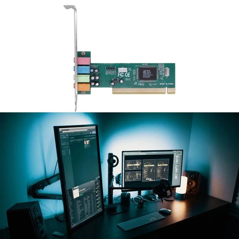 

Sound Card 8738 Computer Built in PCI Sound Card 4.1 5 Channel for Win10 Linux