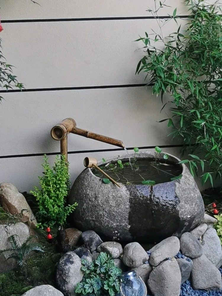 Милая миска из бамбука в японском стиле с оленем садовая каменная чаша ландшафт