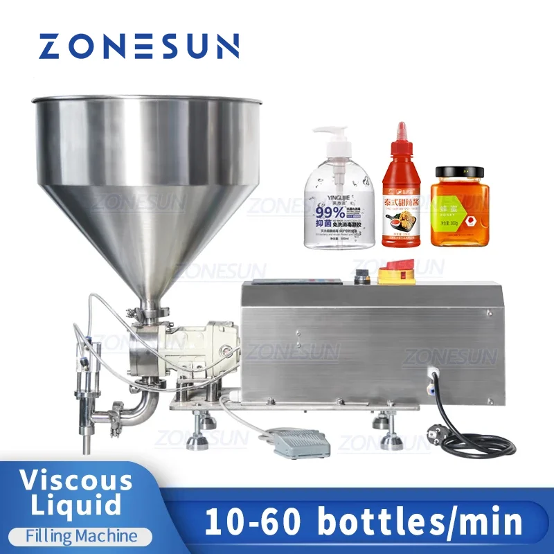 

ZONESUN Paste Filling Machine ZS-RPGT900 Semi-Automatic Sesame Sauce Bottle Viscous Liquid Rotor Pump Jam Peanut Butter Packing