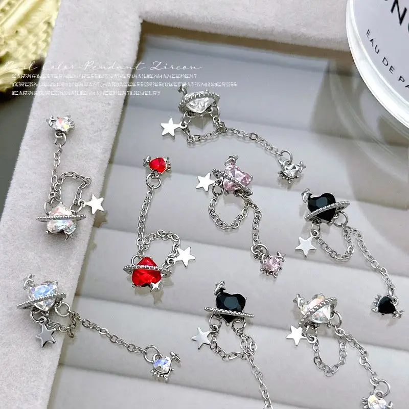 10 шт. 3D сплав сердце любви серебряная цепочка для дизайна ногтей кристаллы