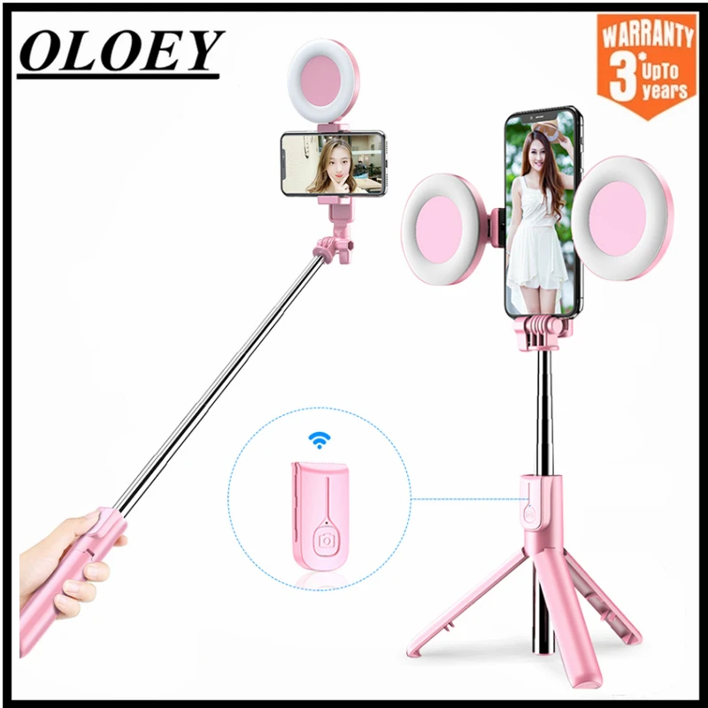

Foldable Tripod Monopod Wireless Bluetooth-compatible Selfie Stick with Led Ring Light for IPhone for Android Live Tripod