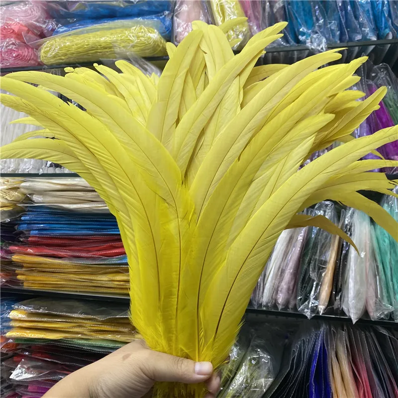 

20-100pcs/lot Yellow Rooster Feathers for Craft 16-18inches/40-45cm Feather Decoration Party Accessories DIY Supplies Plume