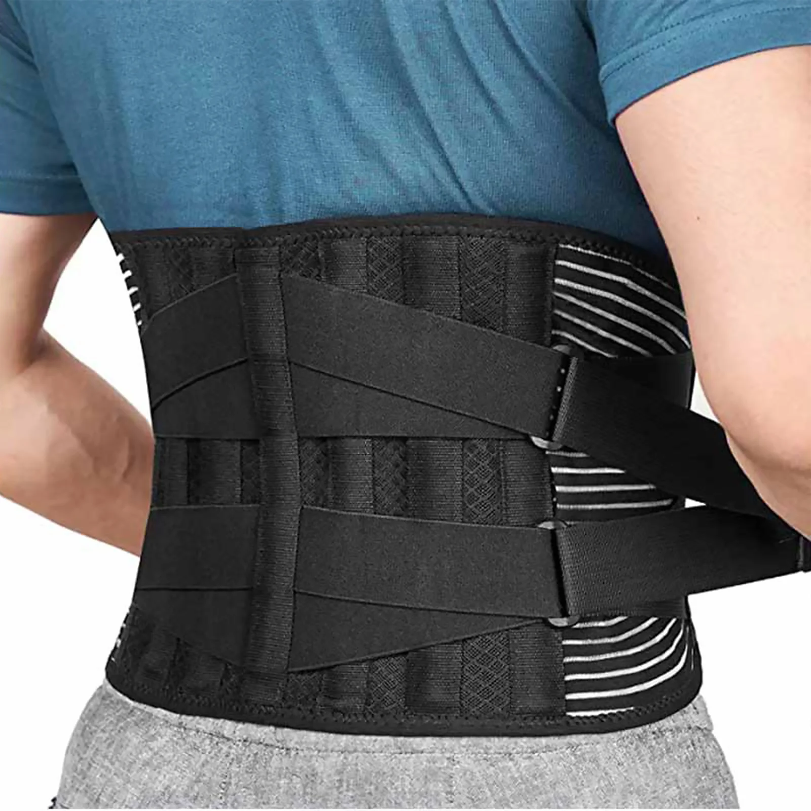 

Lumbar Waist Support Belt, Adjustable Comfortable Back Braces Band for Lower Back Pain Relief with 6 Stays for Fitness Office