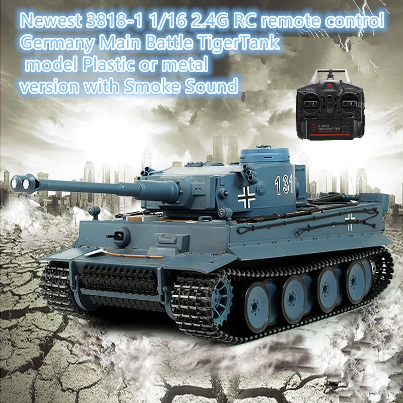 Танк 3818-1 2,4G 1:16 Tiger I металлический катапрель, снаряжение и индуктор HengLong дистанционный танк с фонариком, звуковым симулятором