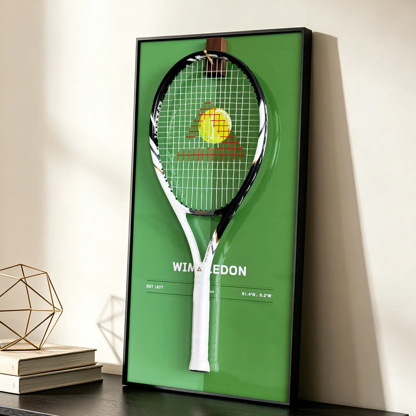 Фото Декоративная рамка для теннисной ракетки Grand Slam, настенный держатель для спортивных сувениров с крючком, только рамка, без ракетки. №2
