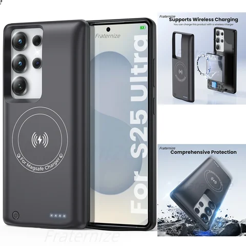 Чехол для Samsung Galaxy S22 S23 S24 S25 Ultra S25 Plus с магнитным беспроводным зарядным устройством для Magsafe, чехол для зарядки Power Bank