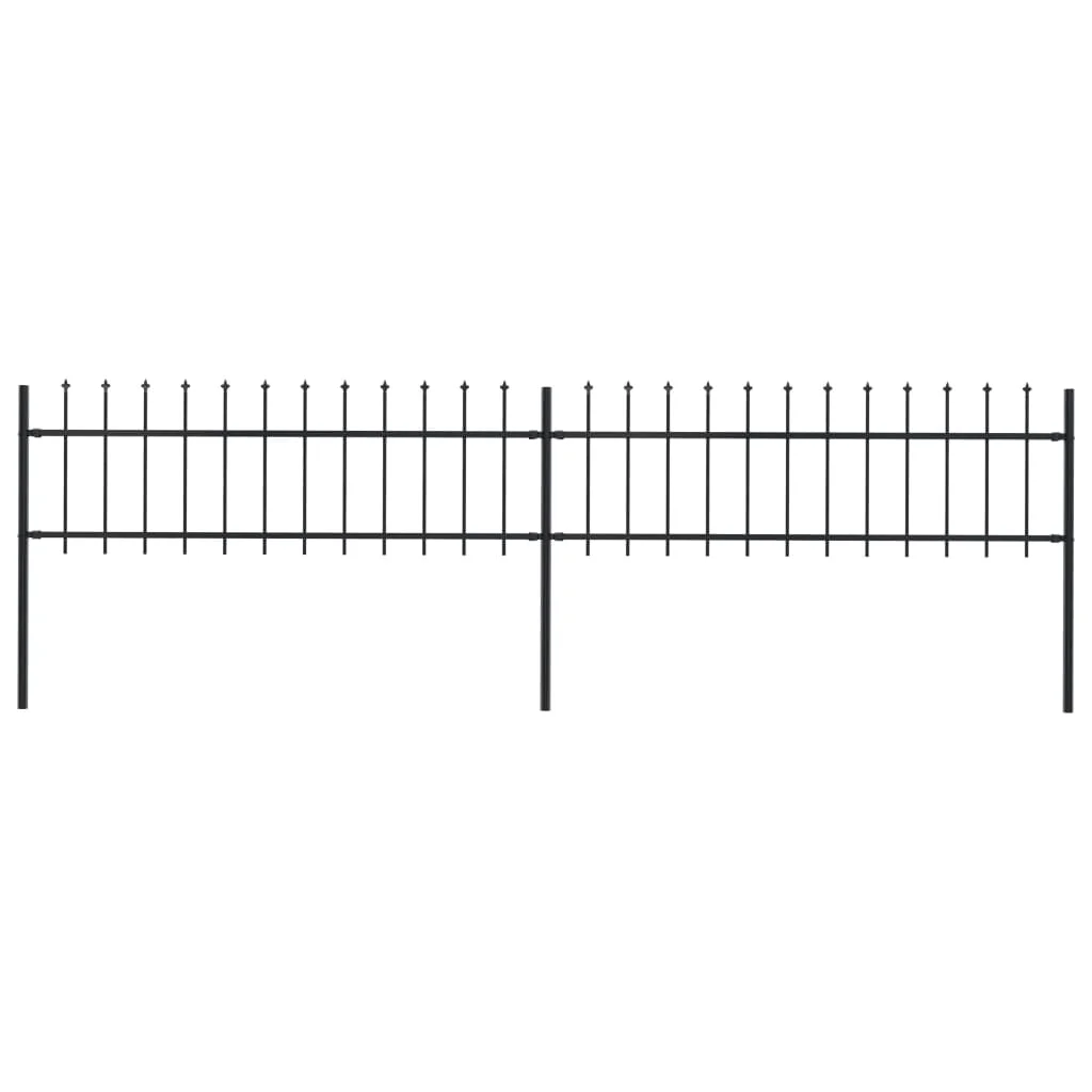 

Fence with Spear Top, Steel Outdoor Privacy Screen, Garden Decoration Black 3.4x0.6 m