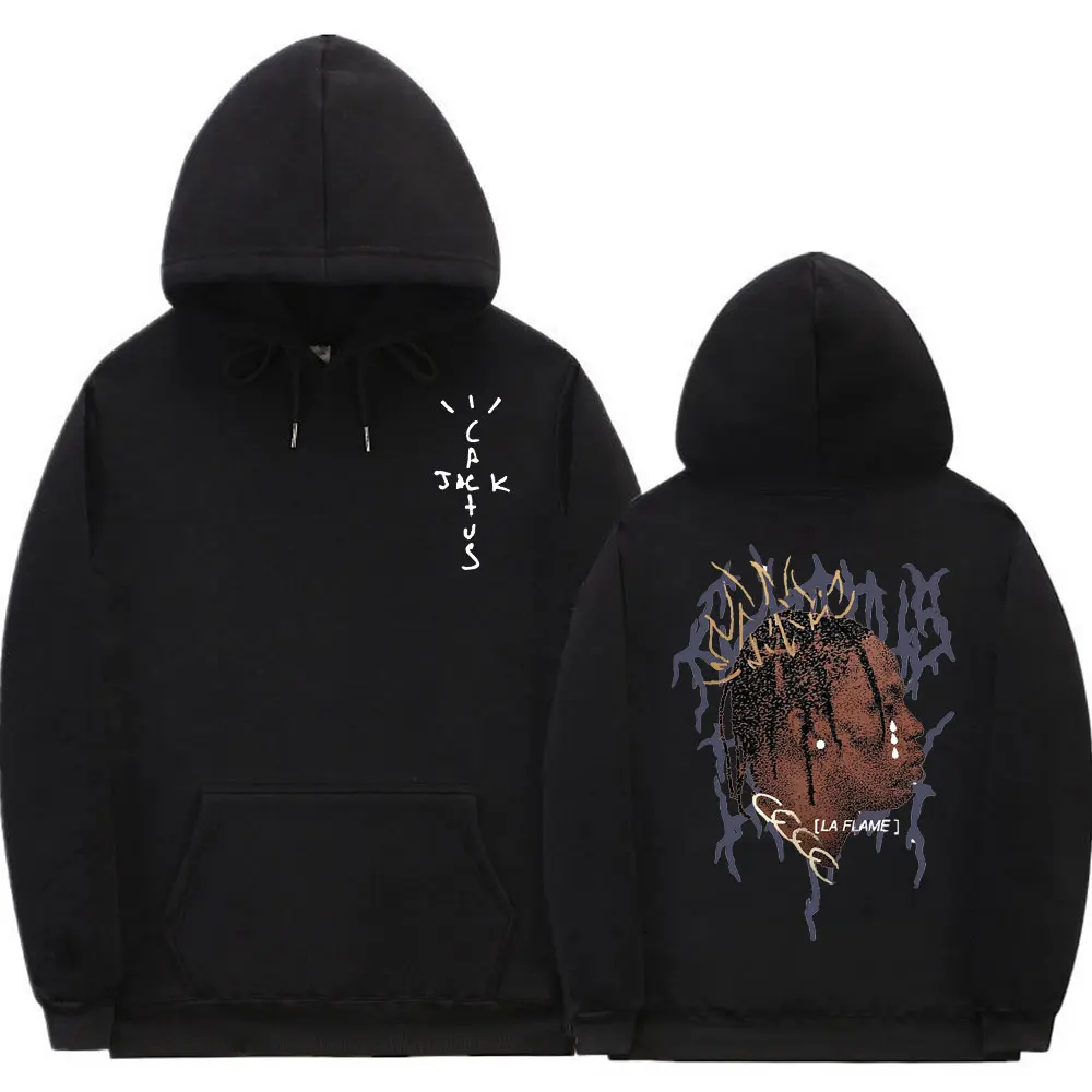 

Rapper Cactus Jack Lightning Portrait Hoodies Hip Hop Men Women Travis Scott Hooded Sweatshirt Quality Cotton Brand Loose Hoodie