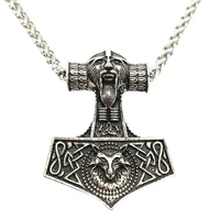 nostalgia thor hammer mjolnir pendant odin amulet norse viking fox necklace mens jewellery