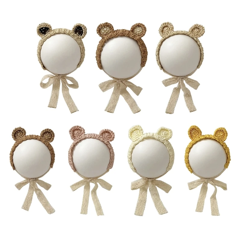 

Baby Girl Headband Neonatal Fetal Cap Hair Bands Handmade Infant Headdress Baby Hair Accessories Bear Ear Headpiece P31B