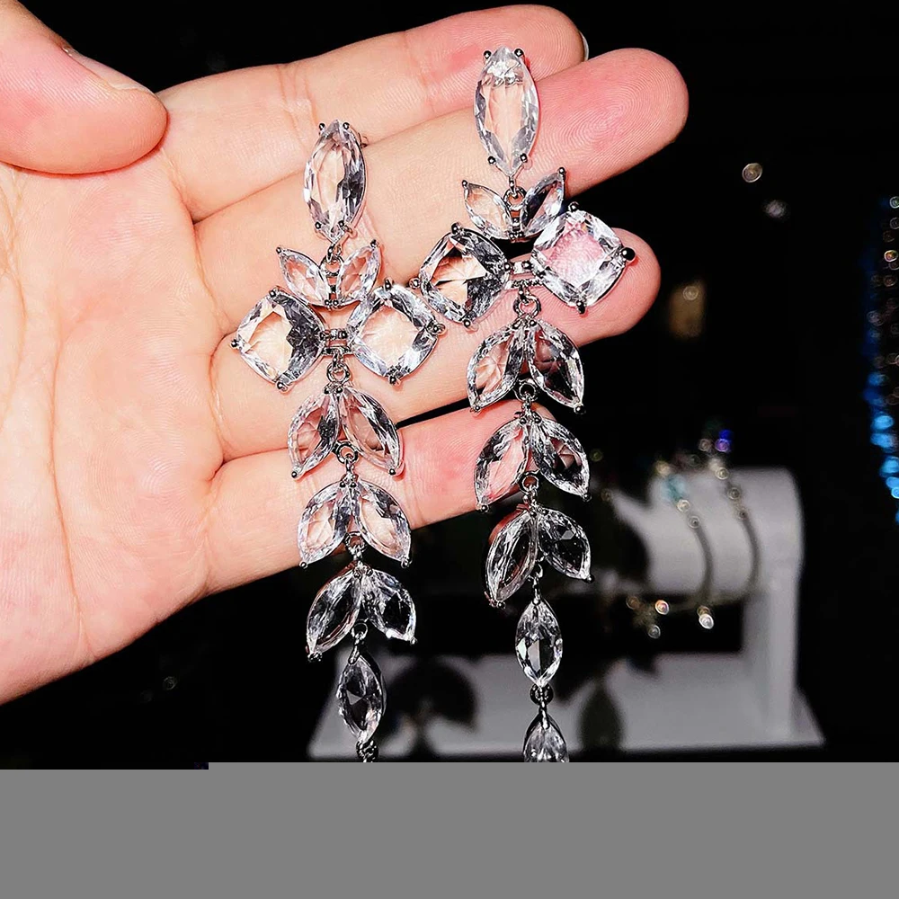 

Оригинальные женские серьги Advanced, блестящие серьги в виде листьев, кисточки, Женская Роскошная бижутерия, Яркий Циркон, дизайн для девушек, подарок, новинка