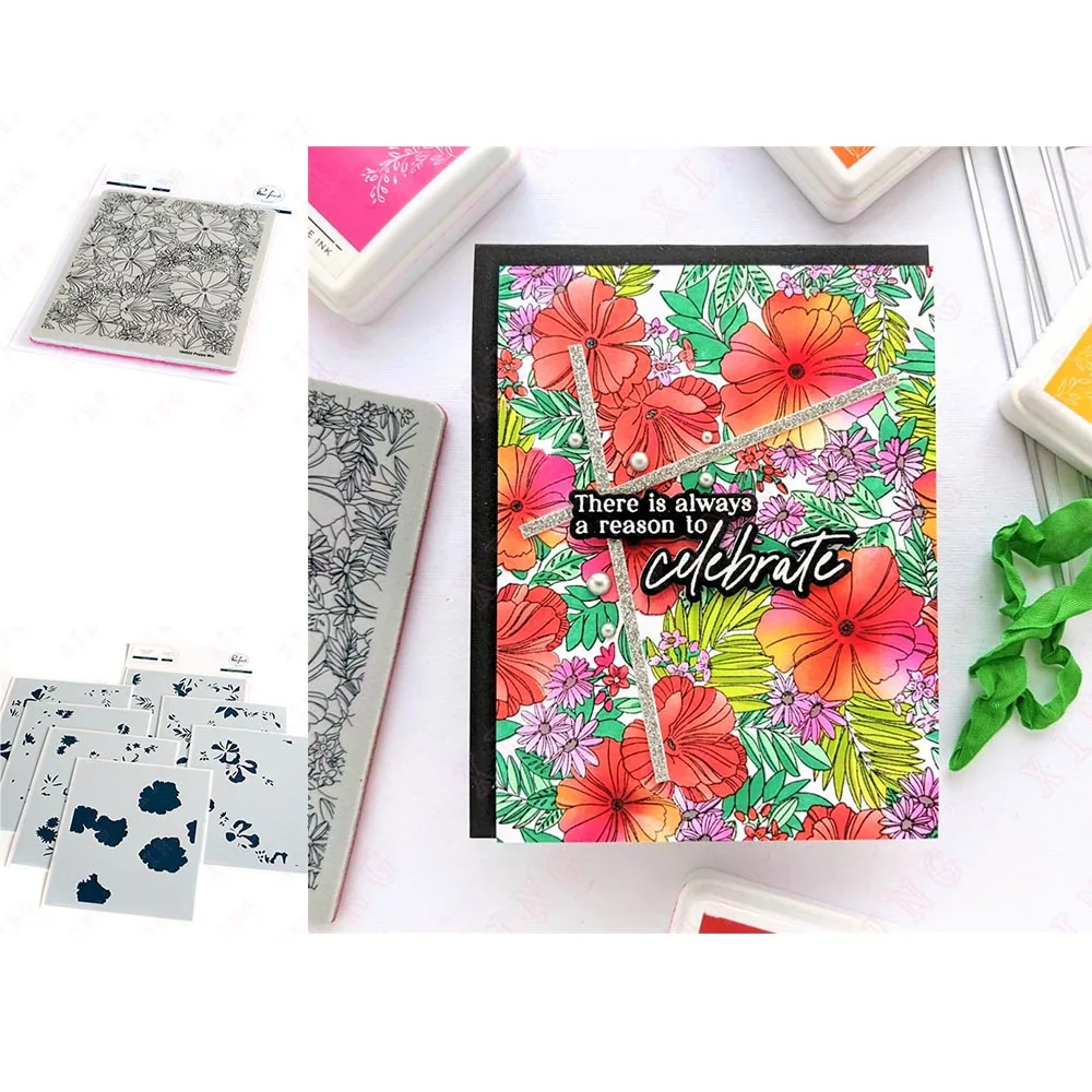 

New Diy Painting Scrapbook Coloring Embossing Decoration Layering Stencils 2023 Poppy Mix Silicone Stamps Craft Album Card Molds