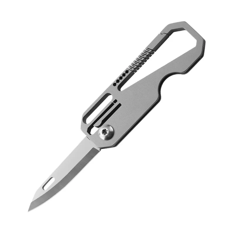 

Portable Titanium alloy Folding Knife Multi-tool Keychain Pocket Knife EDC Pendant Unpacking Cutter Camping Bucket Survival Tool